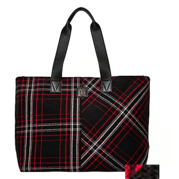 Victoria's Secret Black and Red Plaid Tote - Picture 4 of 8